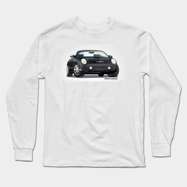 2002-2005 Retro Ford Thunderbird Black on White Long Sleeve T-Shirt by PauHanaDesign